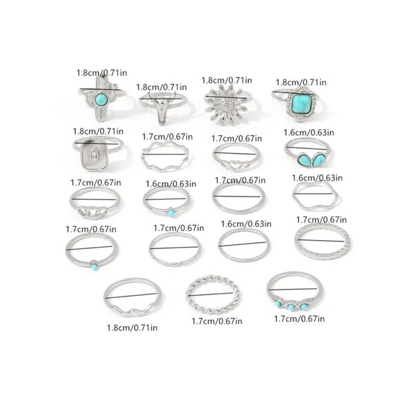 NEW 19ct Western style rings, turquoise vintage style, stackable rings, cowgirl - Picture 5 of 5